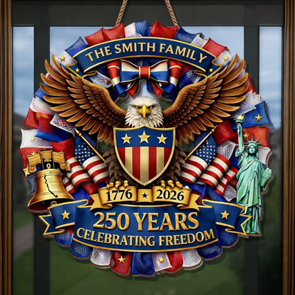 Custom Wood Sign - Personalized America 250th Anniversary - Together In Proud Unity