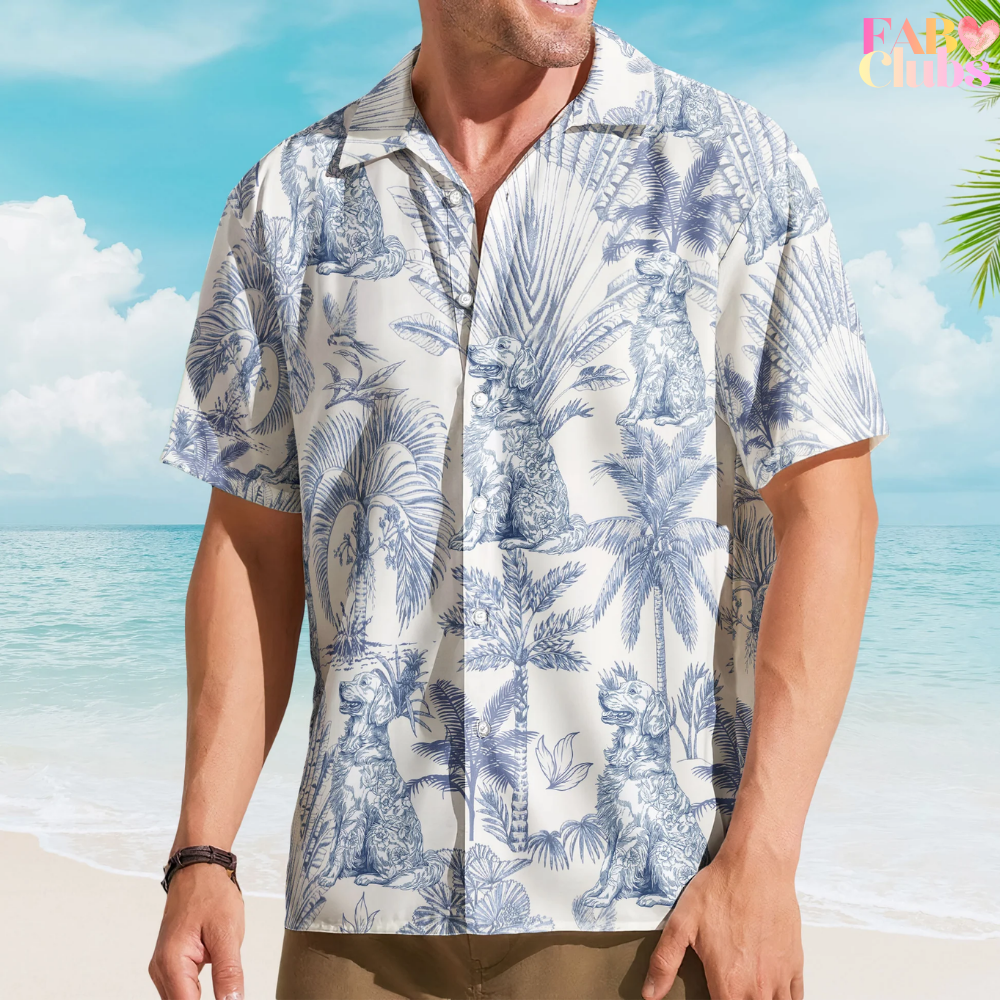Dog Lovers Toile De Jouy Style Custom Dog Breeds - Personalized Hawaiian Shirt