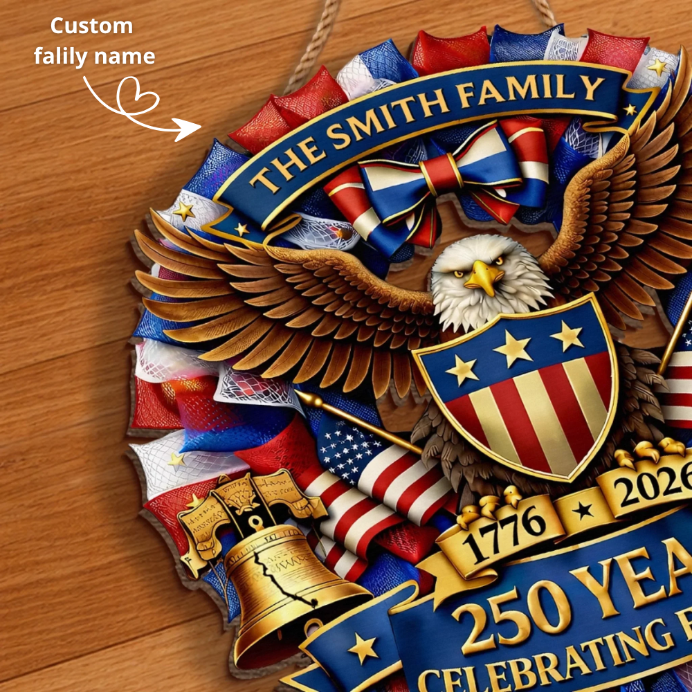 Custom Wood Sign - Personalized America 250th Anniversary - Together In Proud Unity