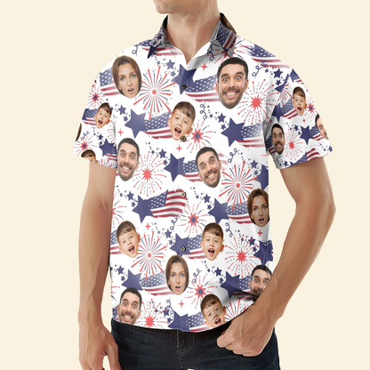 Family Cute Face - Personalized Photo Hawaiian Shirt - Independence Day Shirt