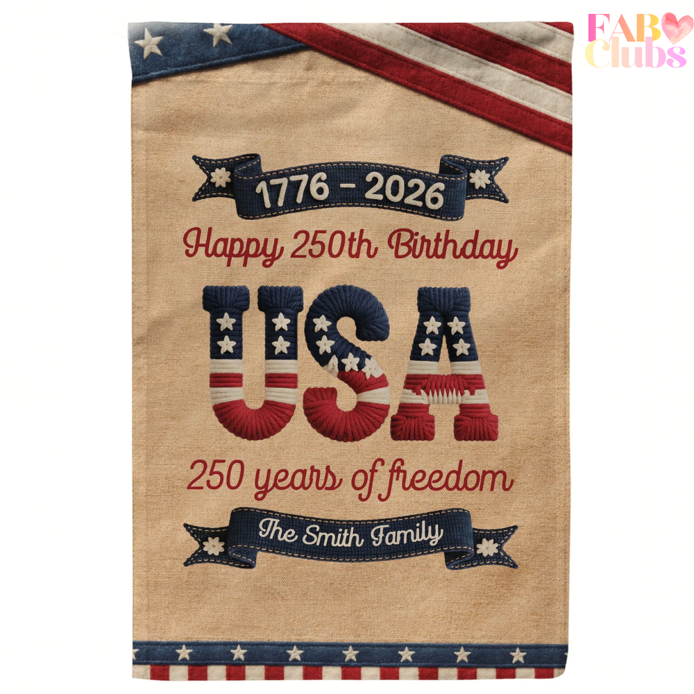 250 Years Of Freedom Usa Birthday Faux Pattern - Personalized Flag