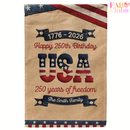 250 Years Of Freedom Usa Birthday Faux Pattern - Personalized Flag