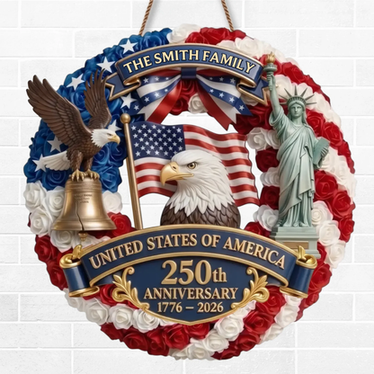 Custom Wood Sign - Personalized America 250th Anniversary Gifts - Proud American Family