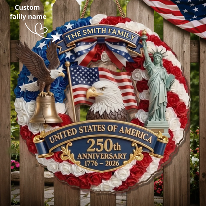 Custom Wood Sign - Personalized America 250th Anniversary Gifts - Proud American Family