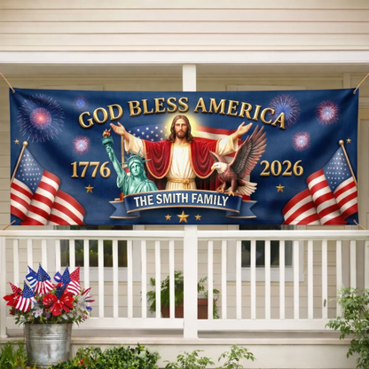 Custom Polyester Outdoor Banner - Personalized America 250th Anniversary Gifts - Legacy Lives On Strong