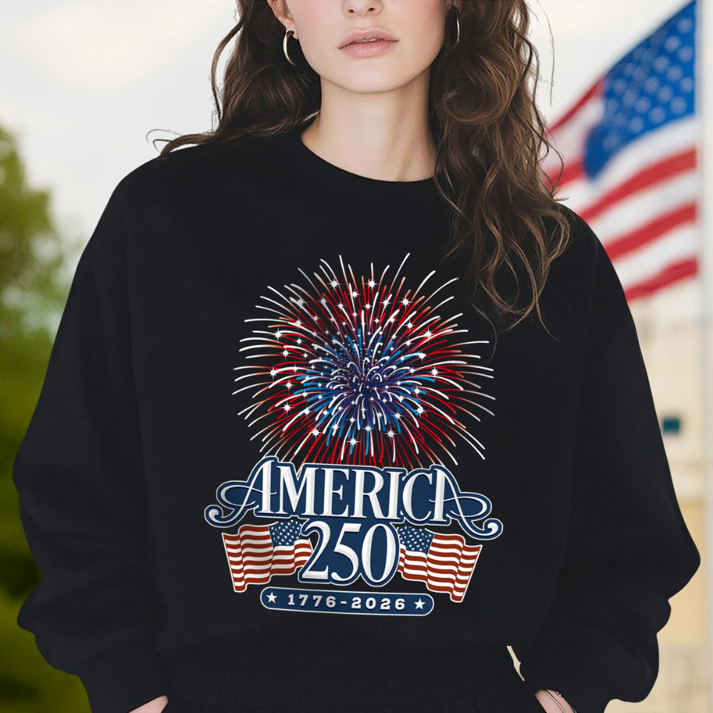 America 250 Firework Front Shirt, 4th Of July America Shirt