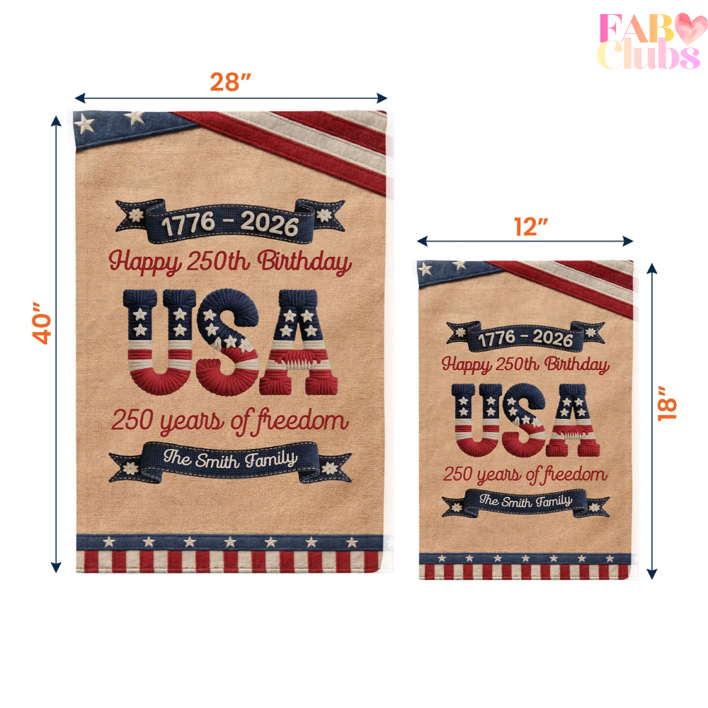 250 Years Of Freedom Usa Birthday Faux Pattern - Personalized Flag