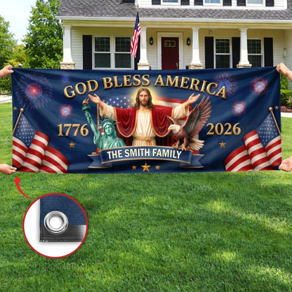 Custom Polyester Outdoor Banner - Personalized America 250th Anniversary Gifts - Legacy Lives On Strong