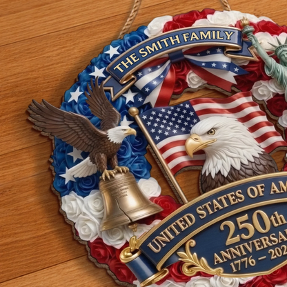 Custom Wood Sign - Personalized America 250th Anniversary Gifts - Proud American Family