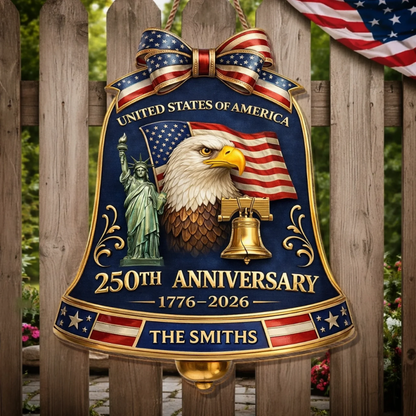 Custom Wood Sign - Personalized America 250th Anniversary - Freedom Unites Every Heart