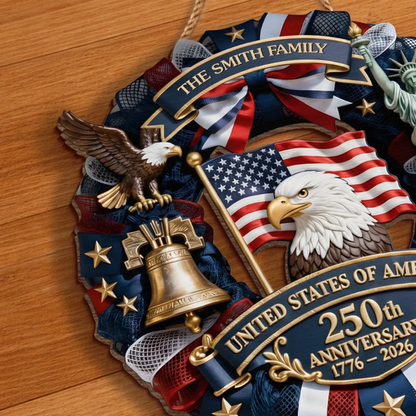 Custom Wood Sign - Personalized America 250th Anniversary