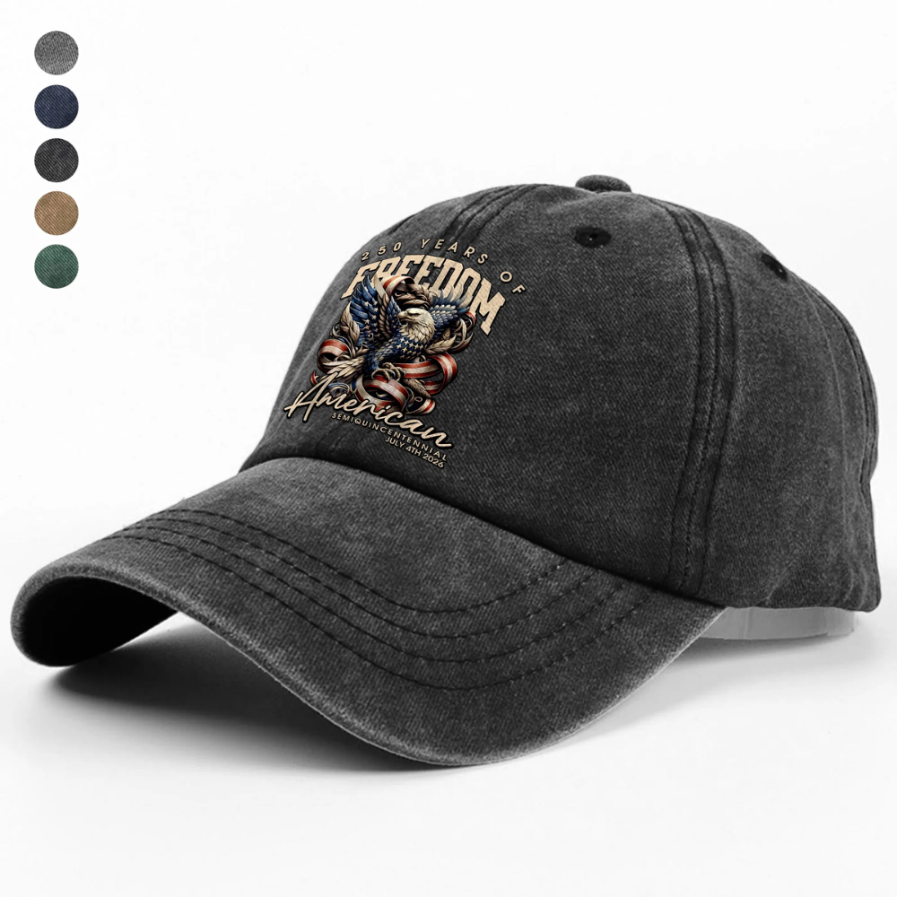 250 Years Of Freedome America Washed Denim Baseball Cap