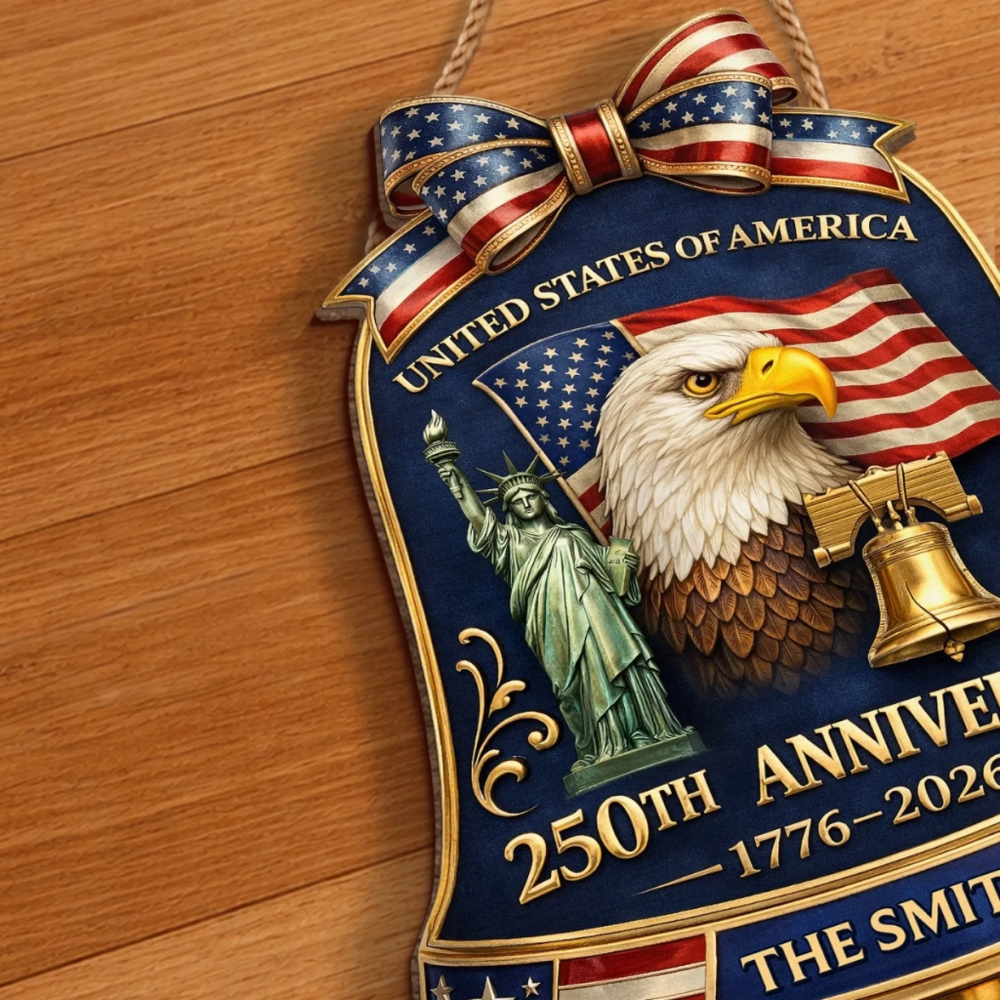 Custom Wood Sign - Personalized America 250th Anniversary - Freedom Unites Every Heart