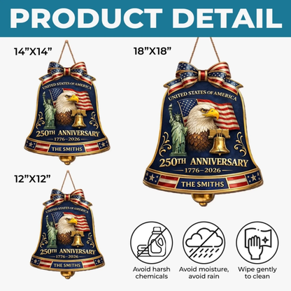 Custom Wood Sign - Personalized America 250th Anniversary - Freedom Unites Every Heart