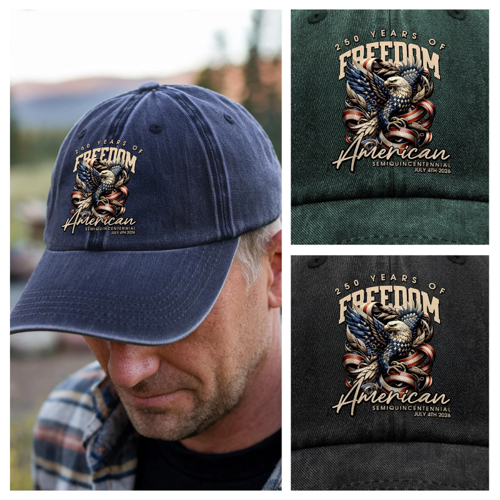 250 Years Of Freedome America Washed Denim Baseball Cap