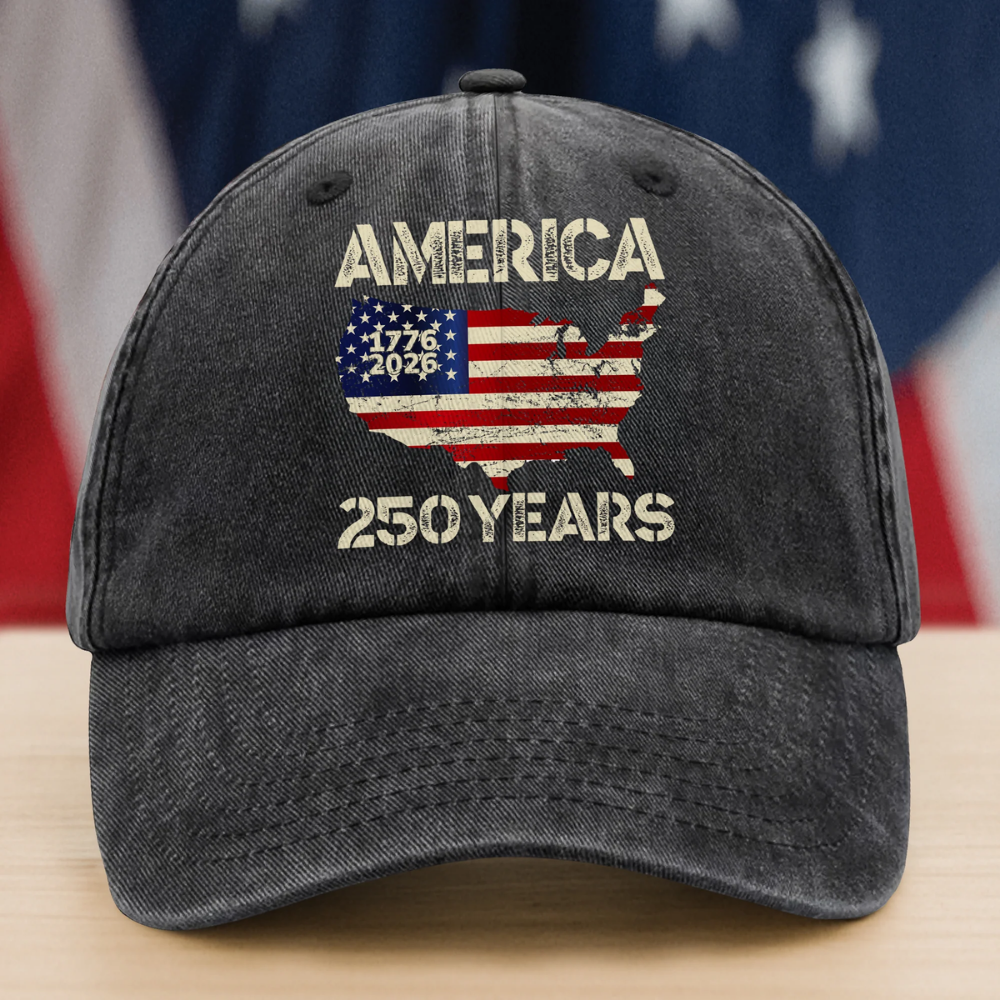 250 Years America Anniversary 250th Independence Day Washed Denim Baseball Cap