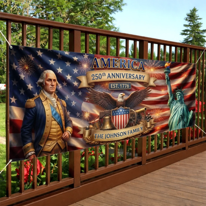 Custom Polyester Outdoor Banner - Personalized America 250th Anniversary Gifts - Stars Shine Brighter At 250