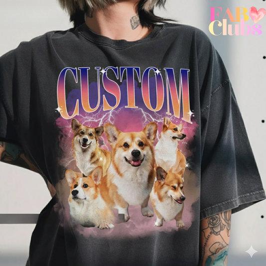Custom Retro Dog Shirt, Bootleg Rap Dog Shirt, Personalized with Your Own Dog or Cat