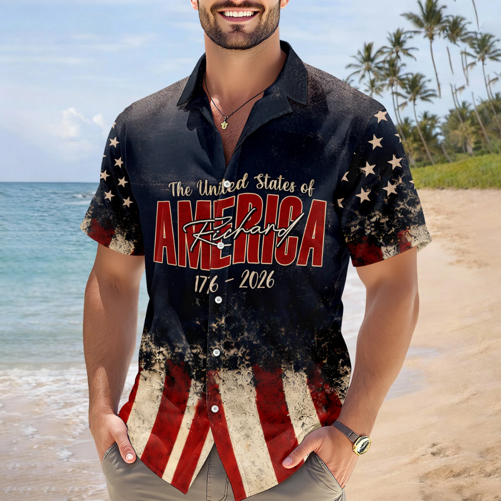 Custom Name God Bless America Eagle 1776–2026 Patriotic Hawaii Shirt