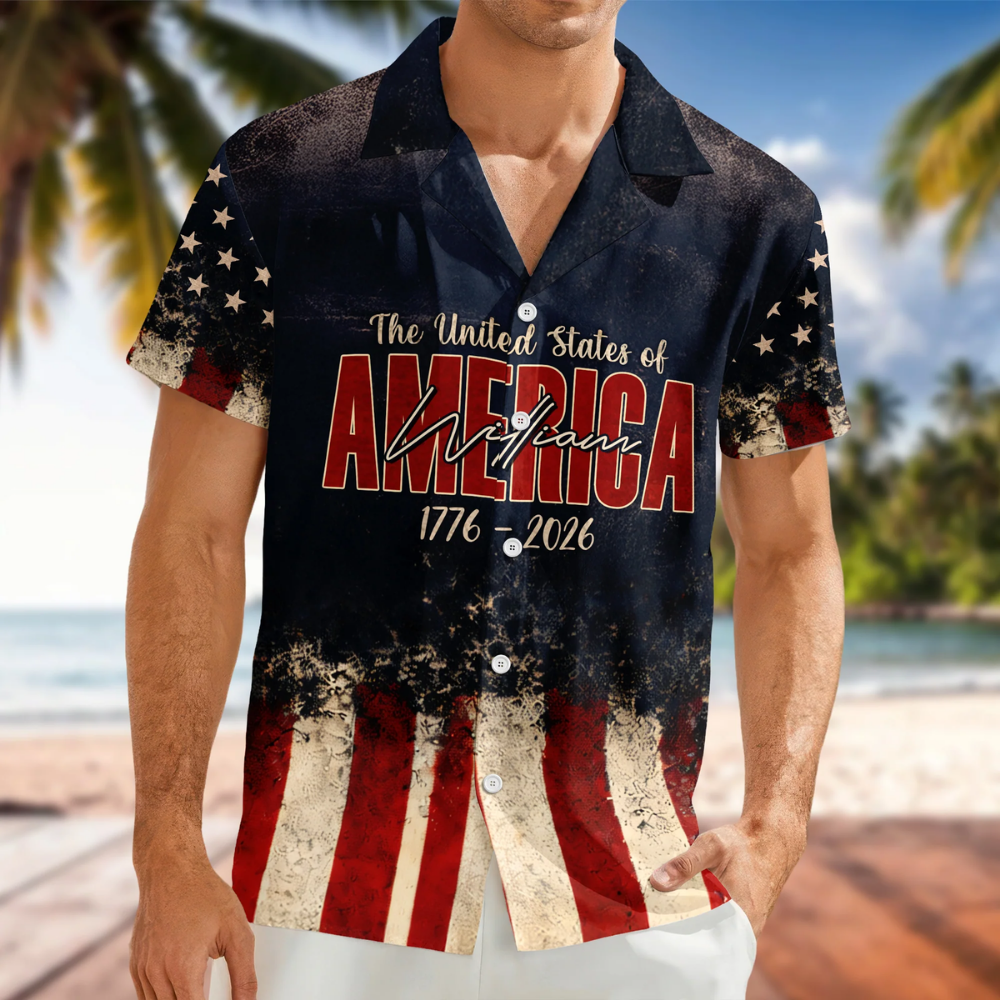 Custom Name God Bless America Eagle 1776–2026 Patriotic Hawaii Shirt