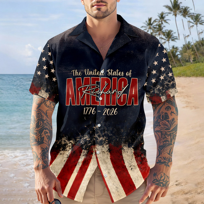 Custom Name God Bless America Eagle 1776–2026 Patriotic Hawaii Shirt