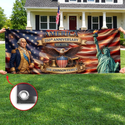 Custom Polyester Outdoor Banner - Personalized America 250th Anniversary Gifts - Stars Shine Brighter At 250