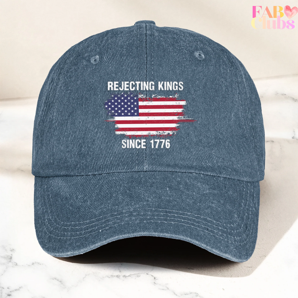 Rejecting Kings Since 1776 - Personalized Distressed Denim Cap