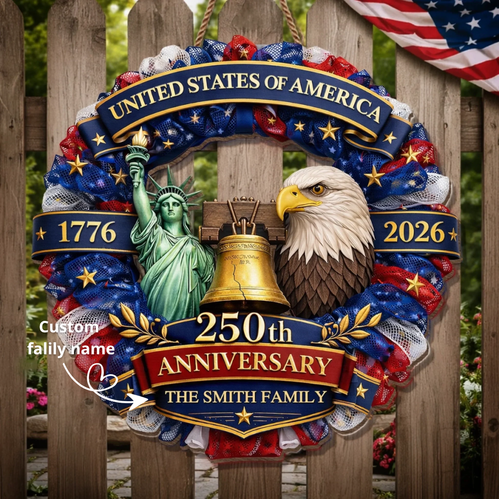 Custom Wood Sign - Personalized America 250th Anniversary Gifts For Mom, Dad, Brother, Sister, Kids - Freedom In Every Heart