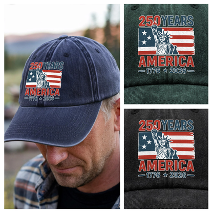 250 Years America 1776 - 2026 Washed Denim Baseball Cap