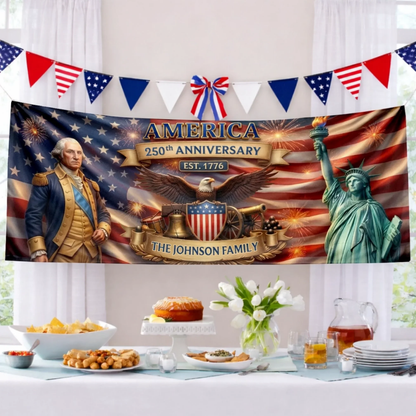 Custom Polyester Outdoor Banner - Personalized America 250th Anniversary Gifts - Stars Shine Brighter At 250