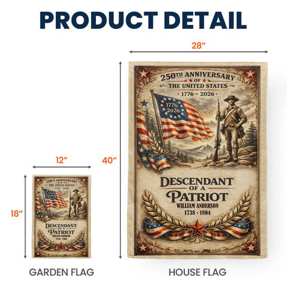Descendant Of A Patriot - Personalized Flag