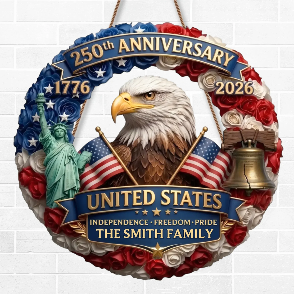 Custom Wood Sign - Personalized America 250th Anniversary Gifts - Born Free Living Proud
