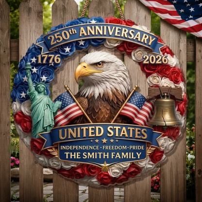 Custom Wood Sign - Personalized America 250th Anniversary Gifts - Born Free Living Proud