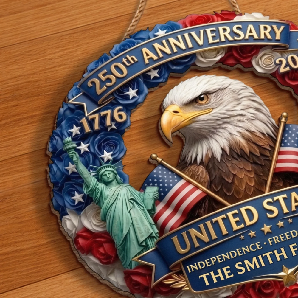 Custom Wood Sign - Personalized America 250th Anniversary Gifts - Born Free Living Proud