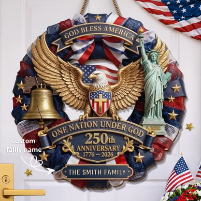 Custom Wood Sign - Personalized America 250th Anniversary Gift - Proud American Family