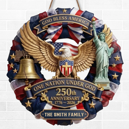 Custom Wood Sign - Personalized America 250th Anniversary Gift - Proud American Family