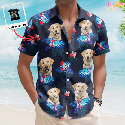Custom Face Funny Photo Tropical Hibiscus Aloha For Dogs, Cats Lovers - Custom Photo Hawaiian Shirts