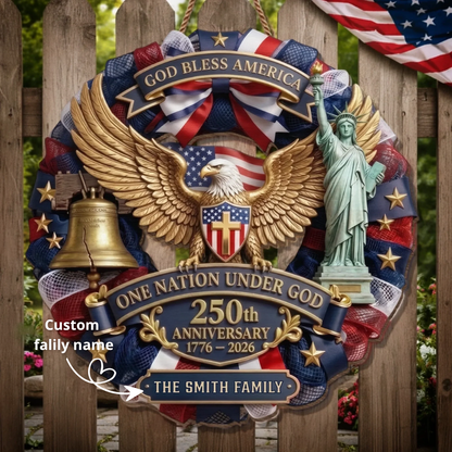 Custom Wood Sign - Personalized America 250th Anniversary Gift - Proud American Family