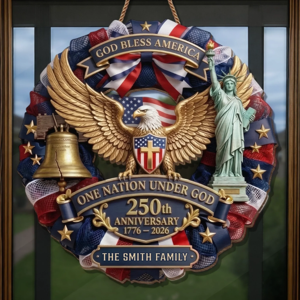 Custom Wood Sign - Personalized America 250th Anniversary Gift - Proud American Family