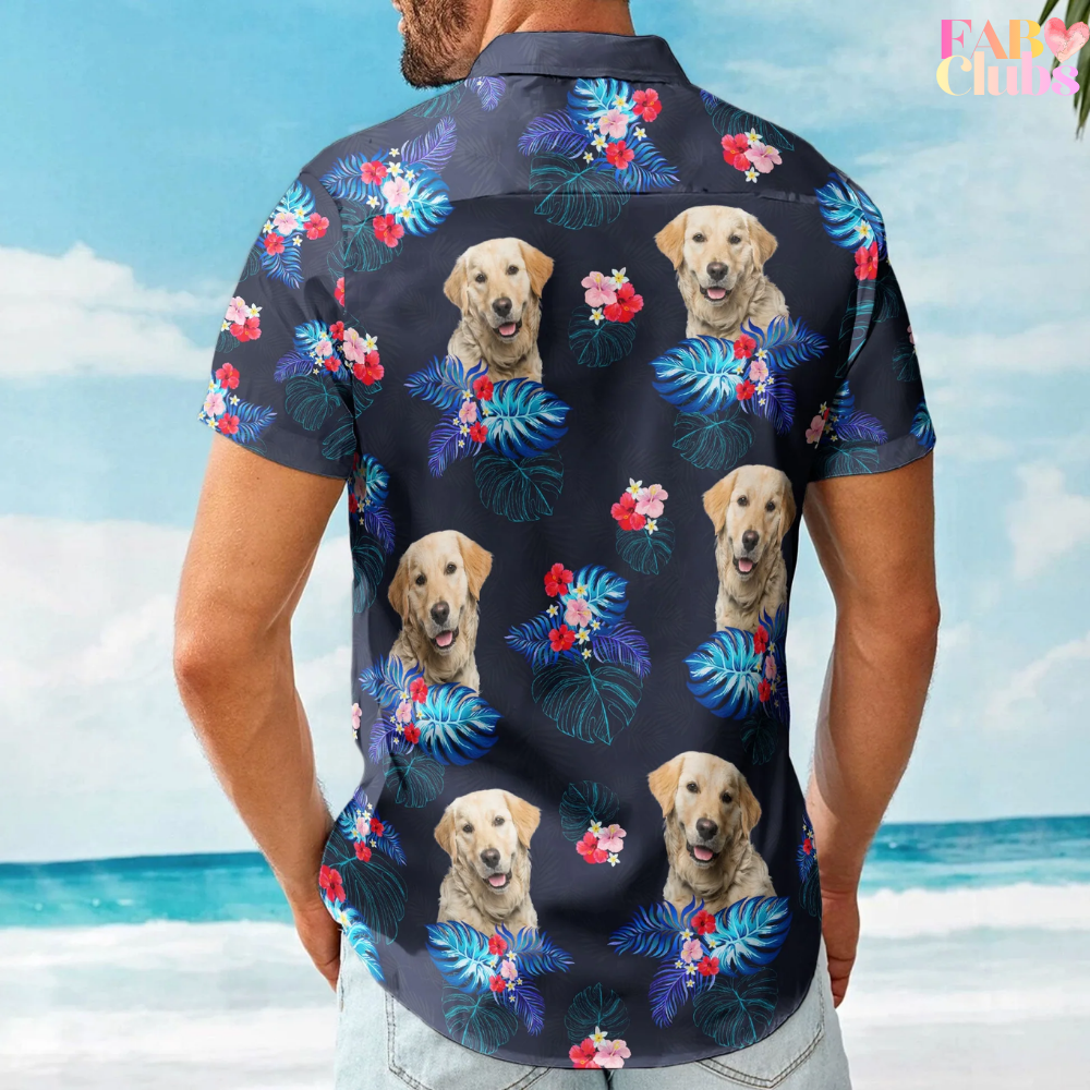 Custom Face Funny Photo Tropical Hibiscus Aloha For Dogs, Cats Lovers - Custom Photo Hawaiian Shirts