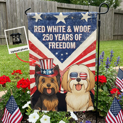 Red White & Woof 250 Years Of Freedom - Vintage Version - Personalized Flag