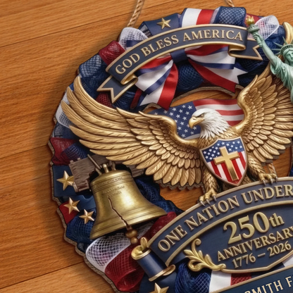 Custom Wood Sign - Personalized America 250th Anniversary Gift - Proud American Family