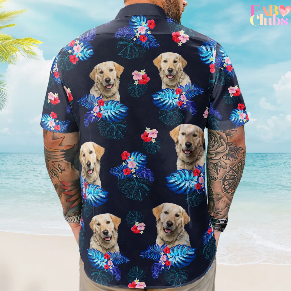 Custom Face Funny Photo Tropical Hibiscus Aloha For Dogs, Cats Lovers - Custom Photo Hawaiian Shirts